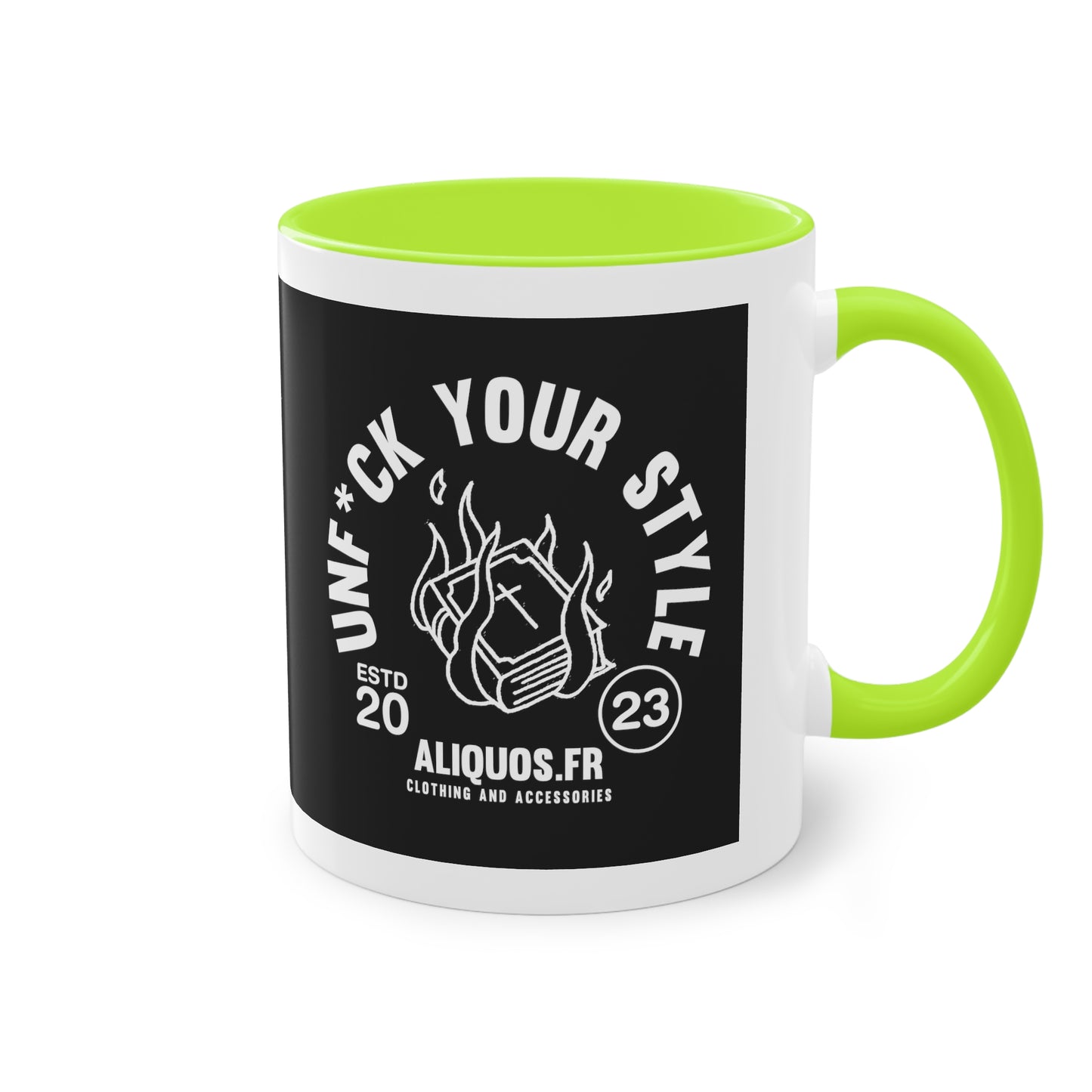 Burning Book Two-Tone Coffee Mug, 11oz - ALIQUOS