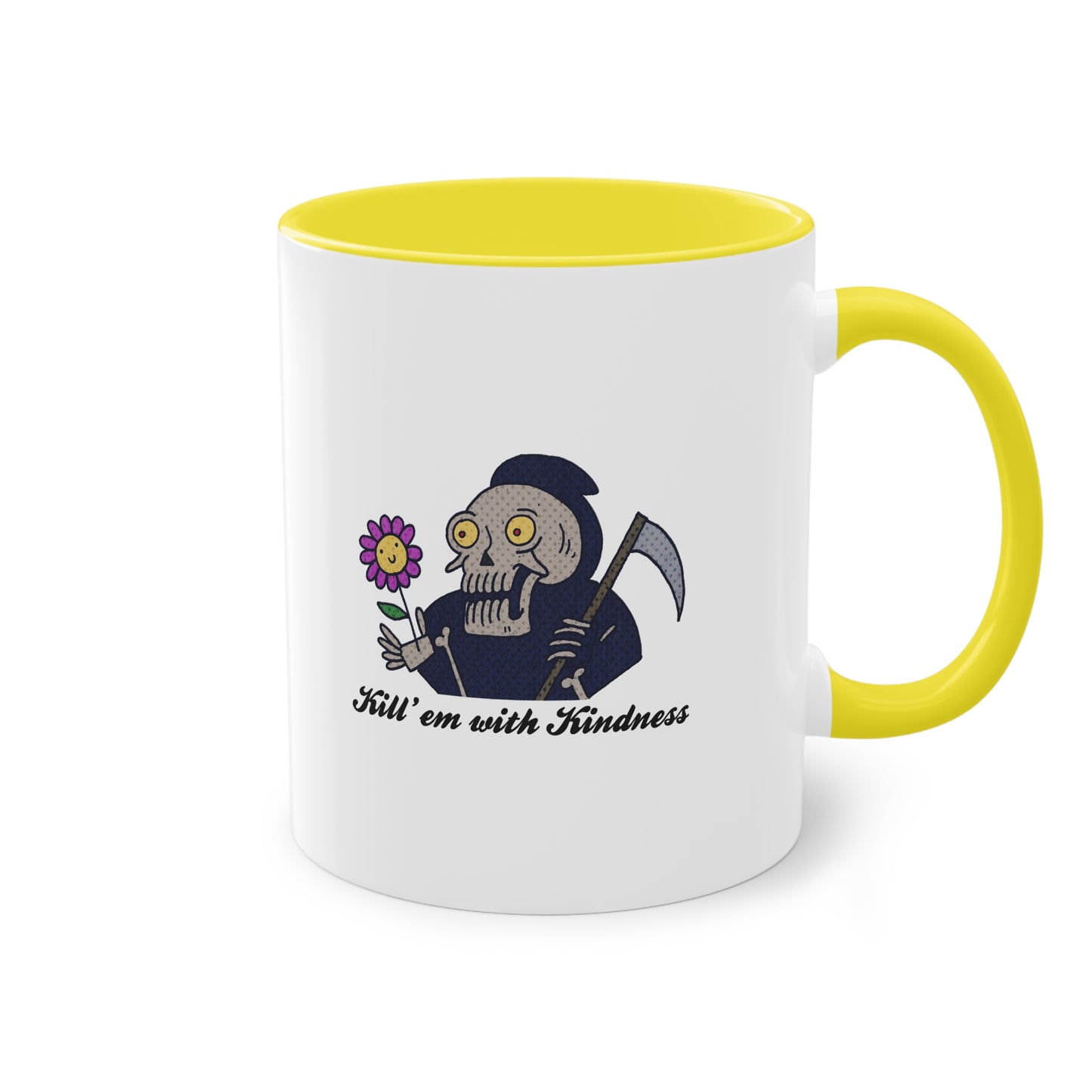 Two Tone Mug - Kill 'Em With Kindness Design - ALIQUOS