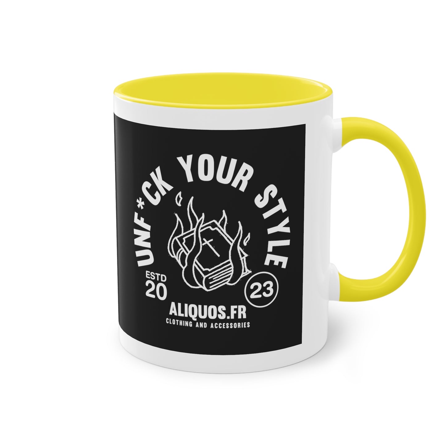 Burning Book Two-Tone Coffee Mug, 11oz - ALIQUOS