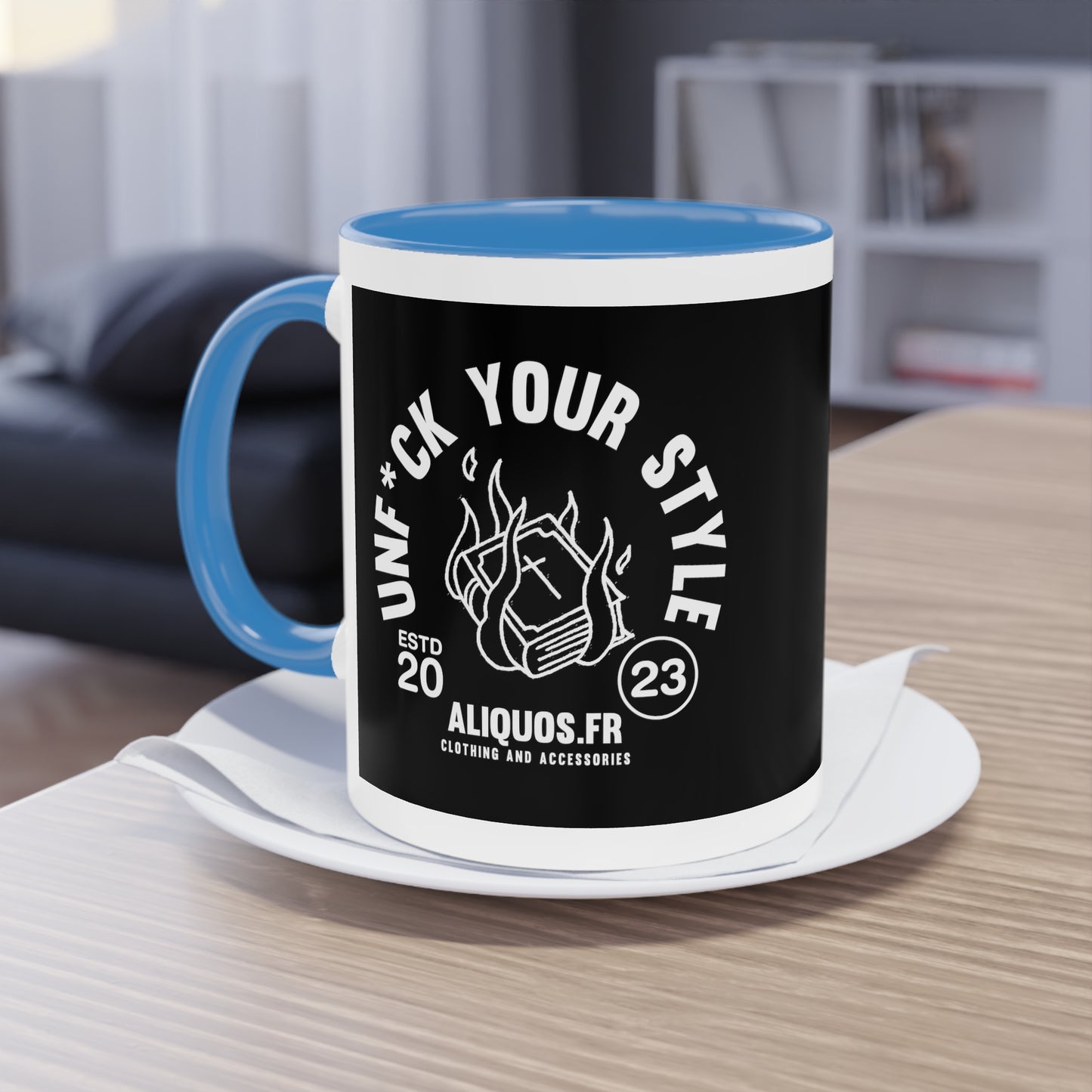 Burning Book Two-Tone Coffee Mug, 11oz - ALIQUOS