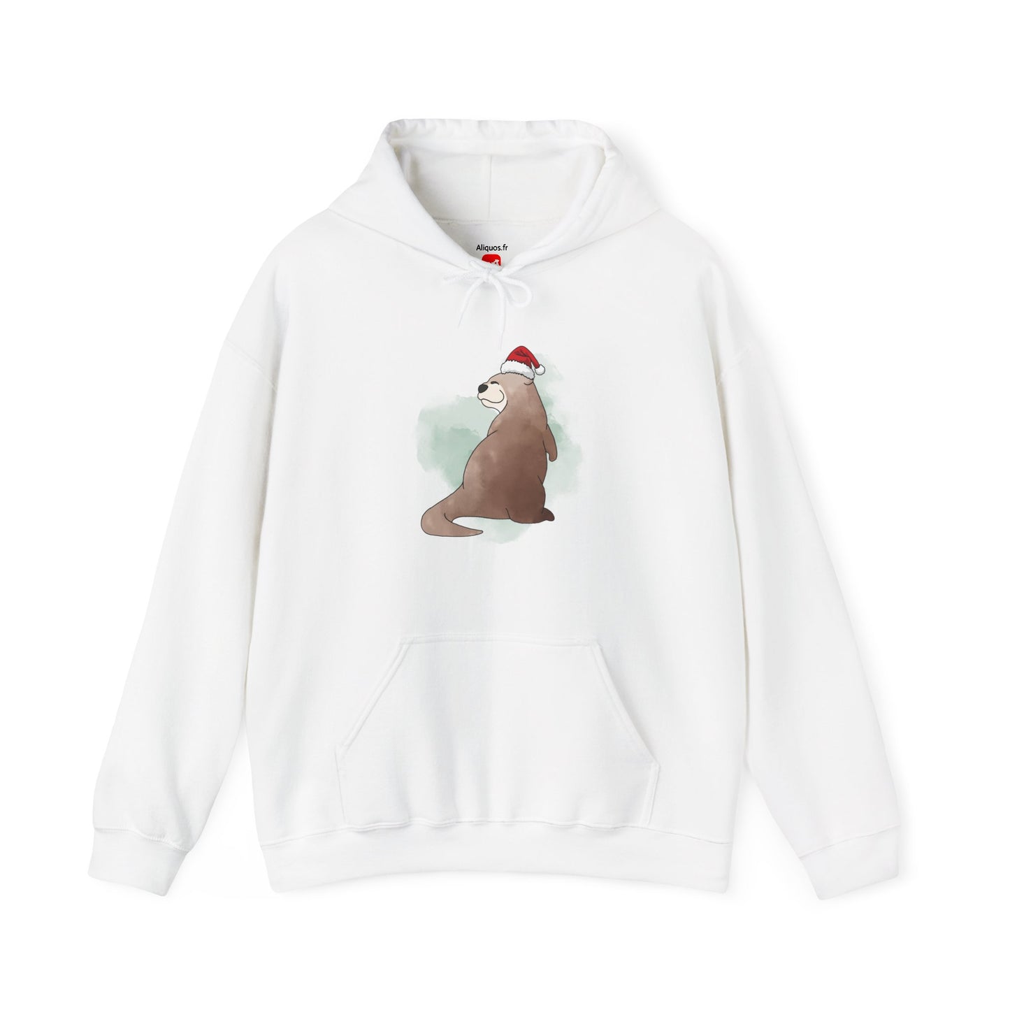 Sweat à capuche unisexe - Loutre de Noël 15