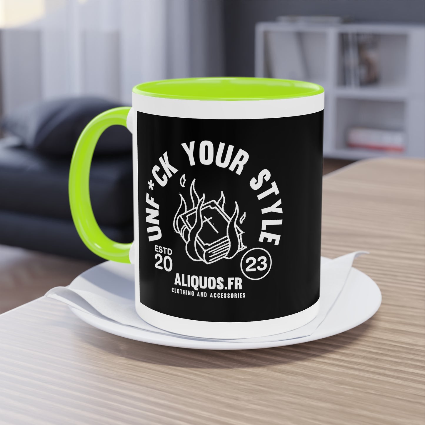 Burning Book Two-Tone Coffee Mug, 11oz - ALIQUOS