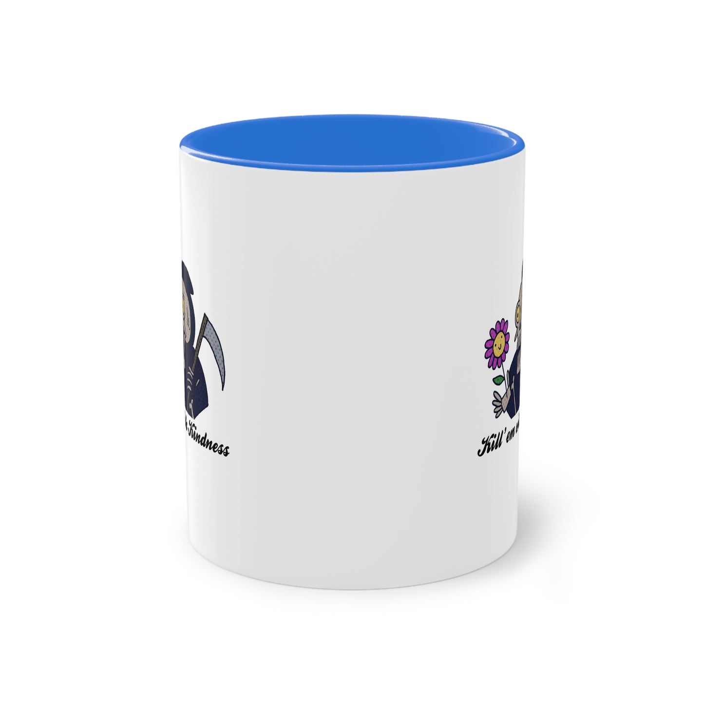 Two Tone Mug - Kill 'Em With Kindness Design - ALIQUOS