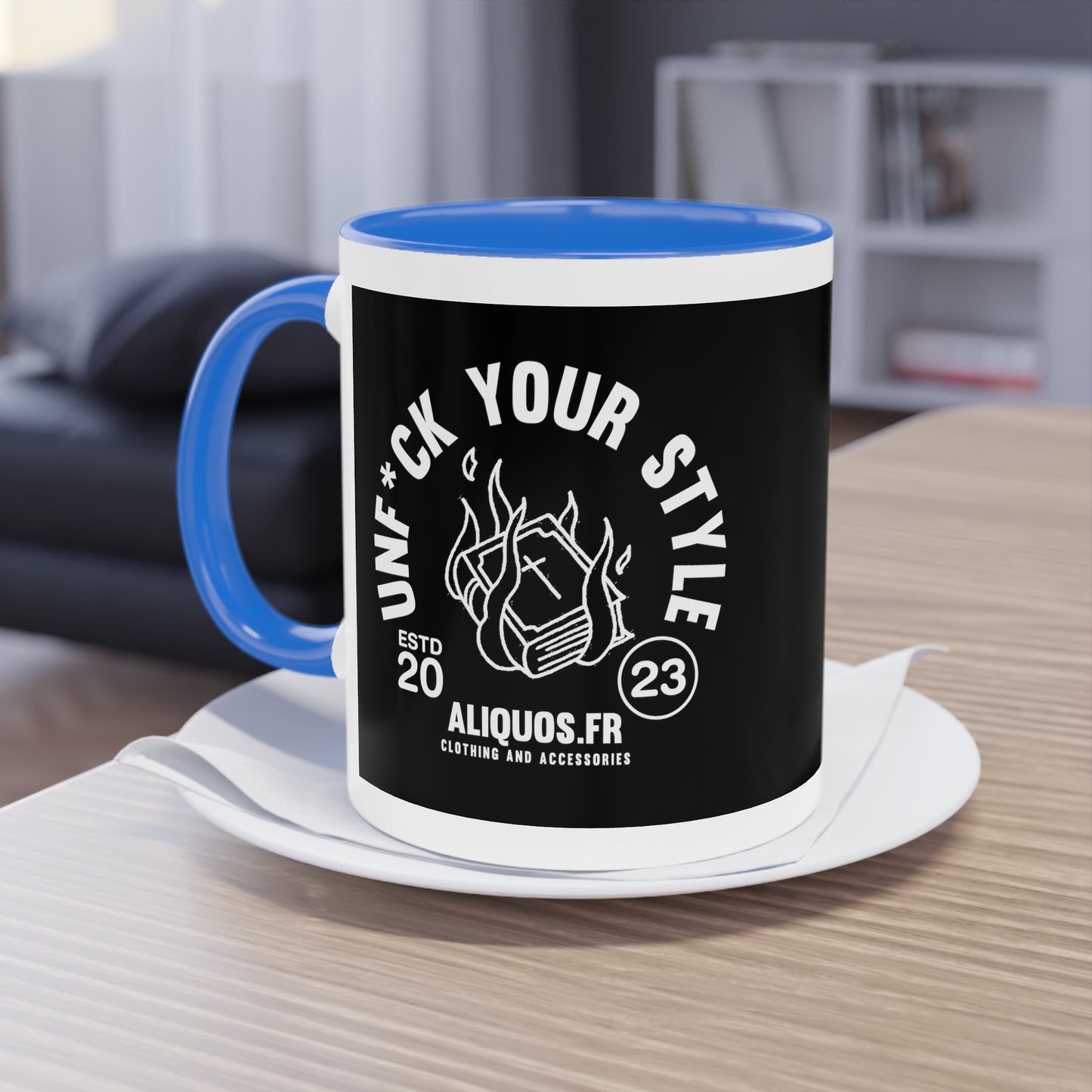 Burning Book Two-Tone Coffee Mug, 11oz - ALIQUOS