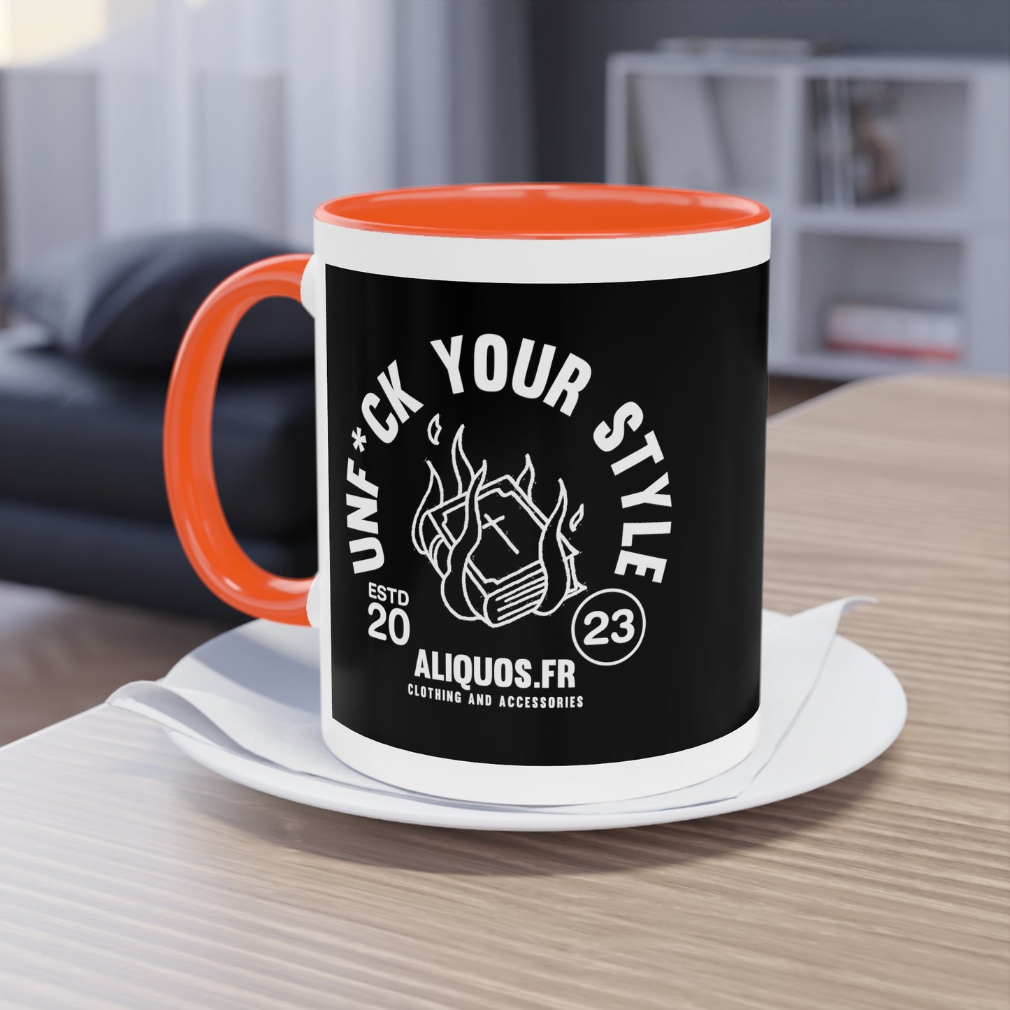 Burning Book Two-Tone Coffee Mug, 11oz - ALIQUOS
