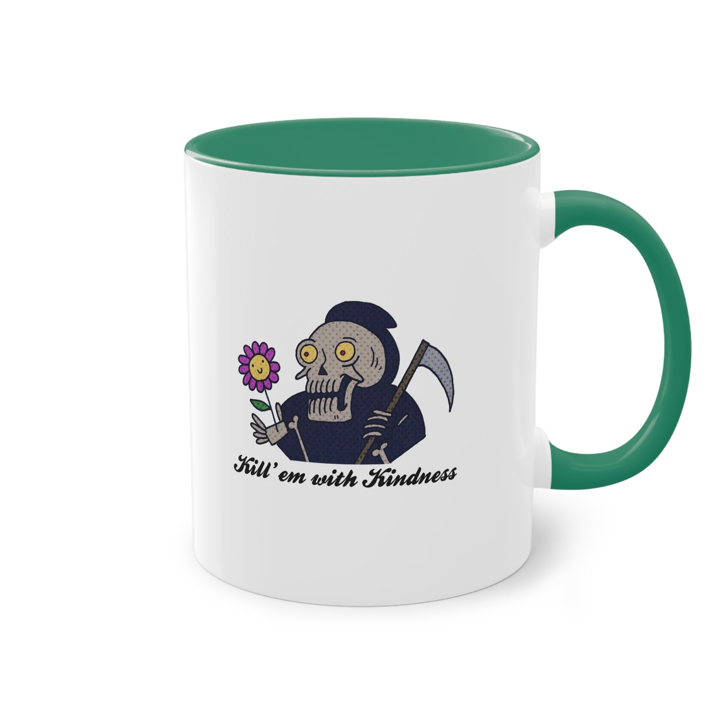 Two Tone Mug - Kill 'Em With Kindness Design - ALIQUOS