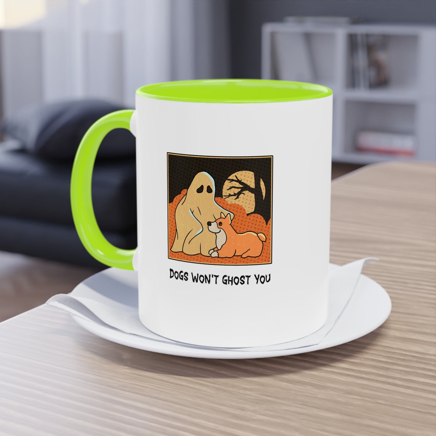 Two Tone Mug - 'Dogs Won't Ghost You' - ALIQUOS