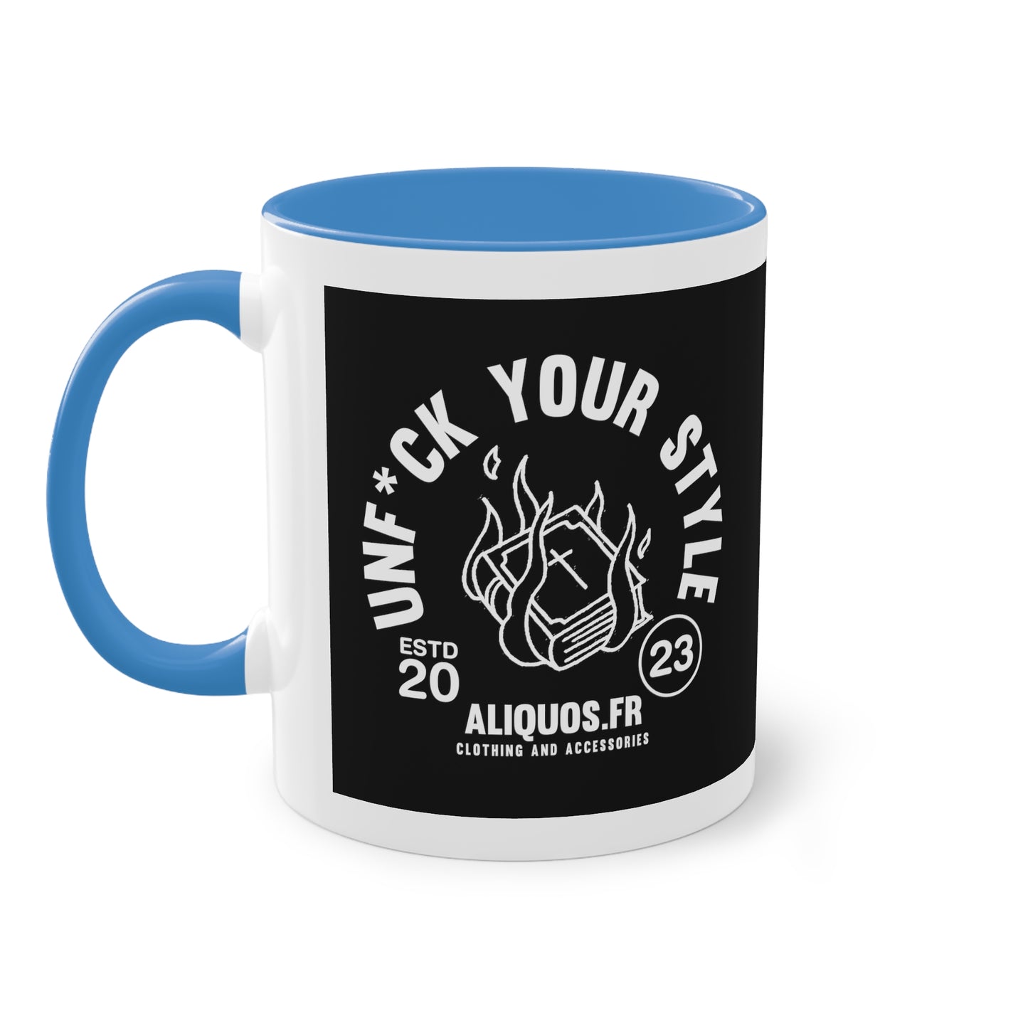 Burning Book Two-Tone Coffee Mug, 11oz - ALIQUOS