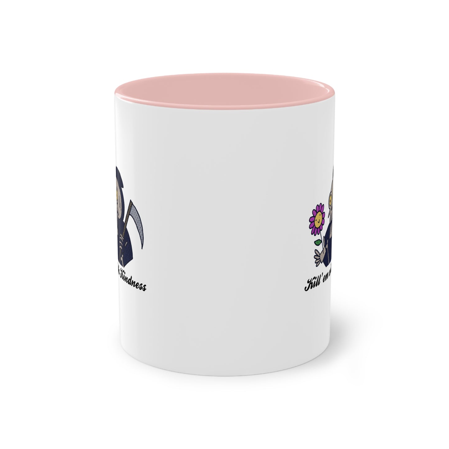 Two Tone Mug - Kill 'Em With Kindness Design - ALIQUOS