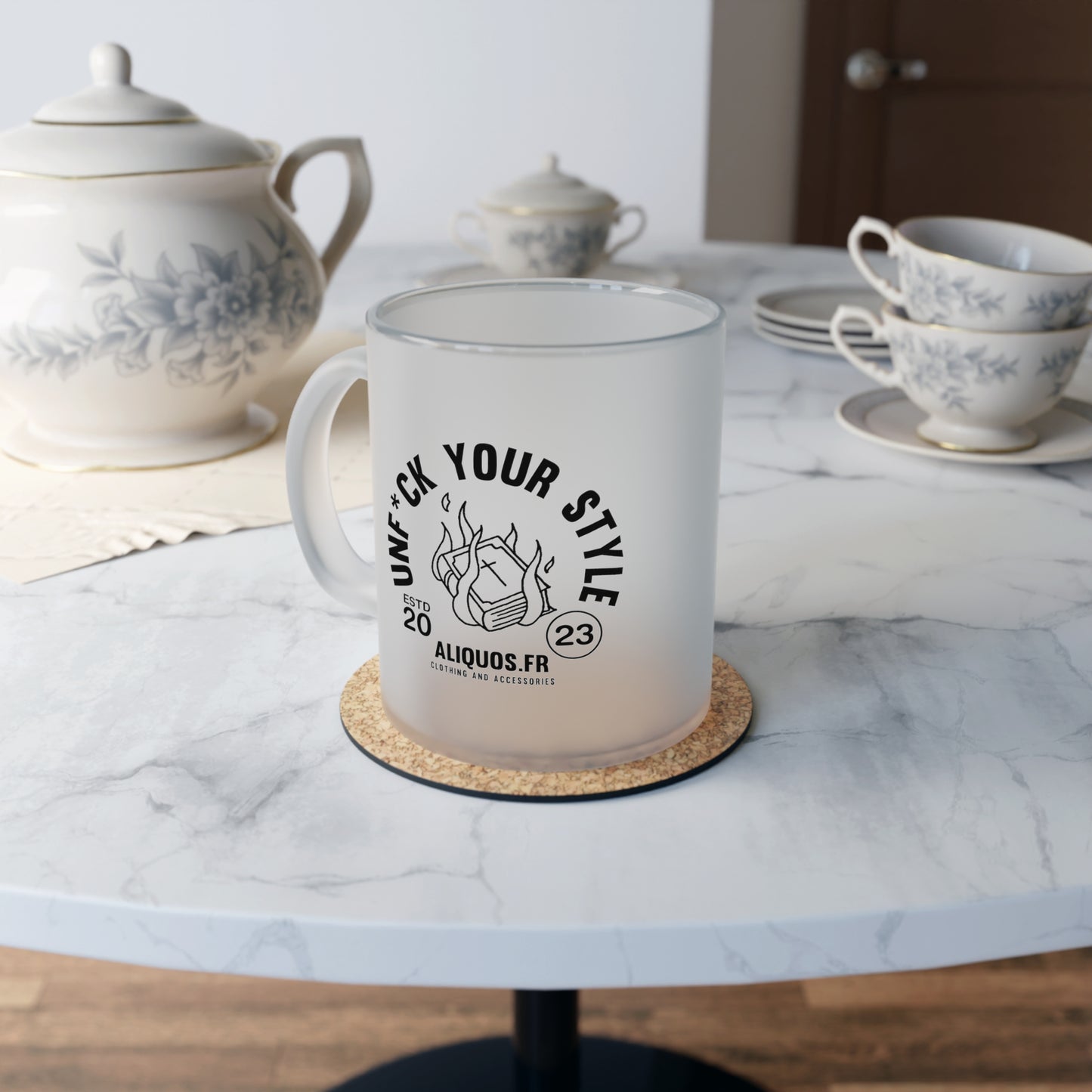 Burning Book Frosted Glass Mug - ALIQUOS
