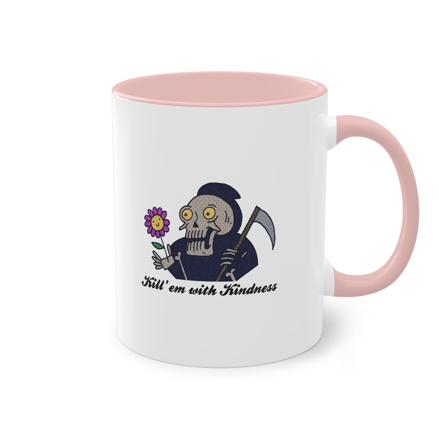 Two Tone Mug - Kill 'Em With Kindness Design - ALIQUOS