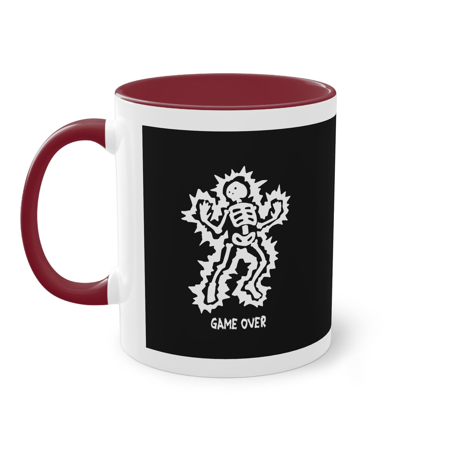 Two Tone Mug - Halloween Skeleton 'Game Over' Design - ALIQUOS