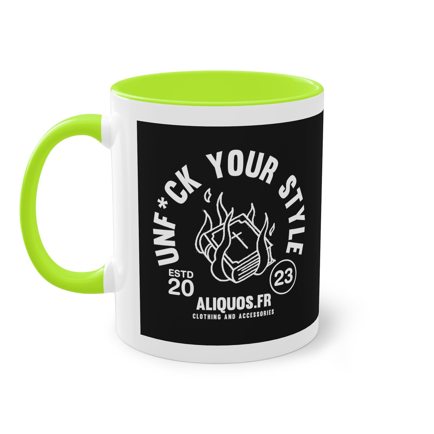 Burning Book Two-Tone Coffee Mug, 11oz - ALIQUOS