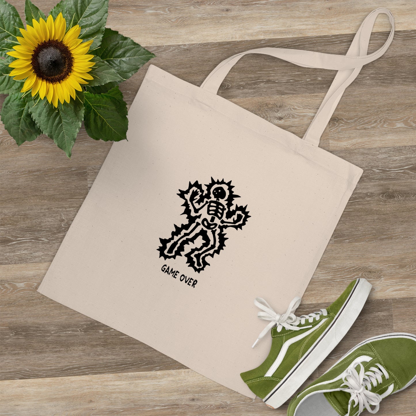 Tote Bag - Halloween Skeleton 'Game Over' Design - ALIQUOS