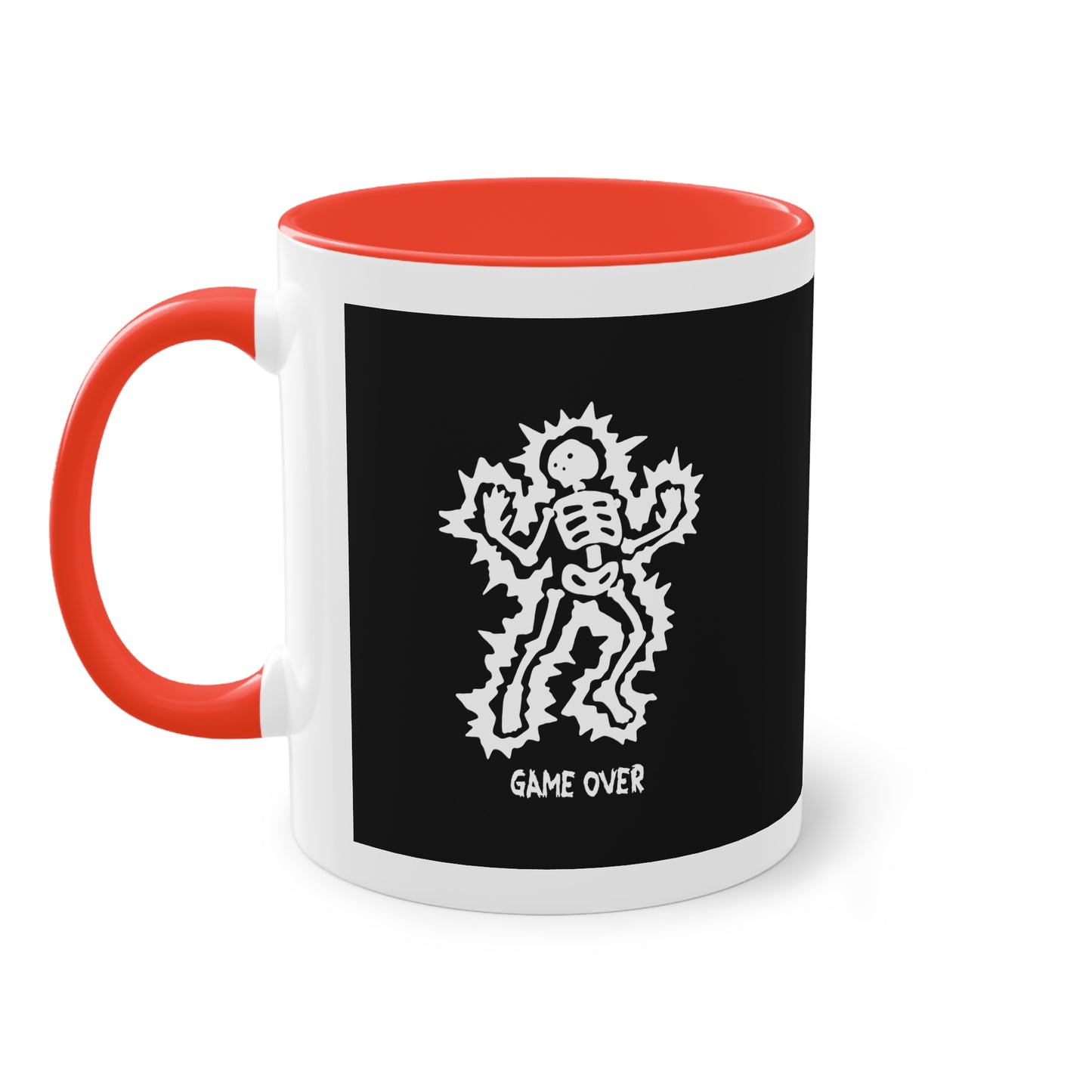 Two Tone Mug - Halloween Skeleton 'Game Over' Design - ALIQUOS