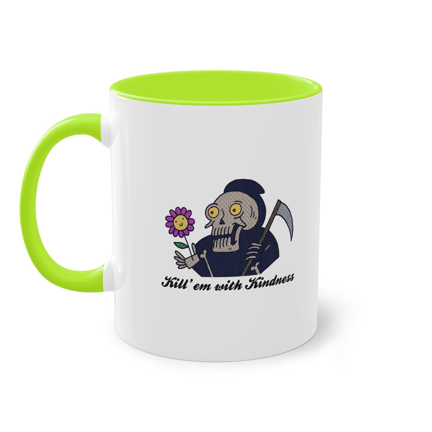 Two Tone Mug - Kill 'Em With Kindness Design - ALIQUOS