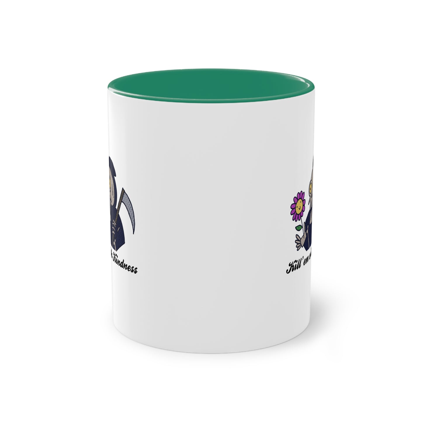 Two Tone Mug - Kill 'Em With Kindness Design - ALIQUOS