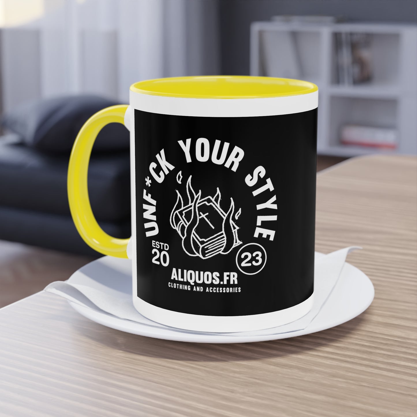Burning Book Two-Tone Coffee Mug, 11oz - ALIQUOS