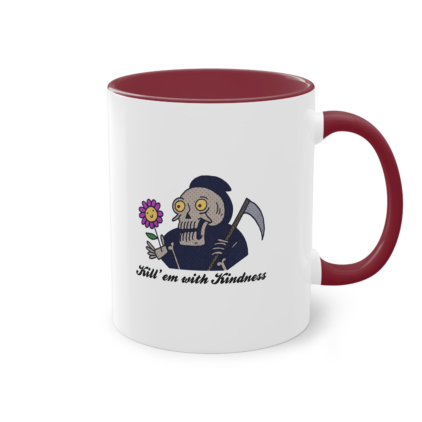 Two Tone Mug - Kill 'Em With Kindness Design - ALIQUOS