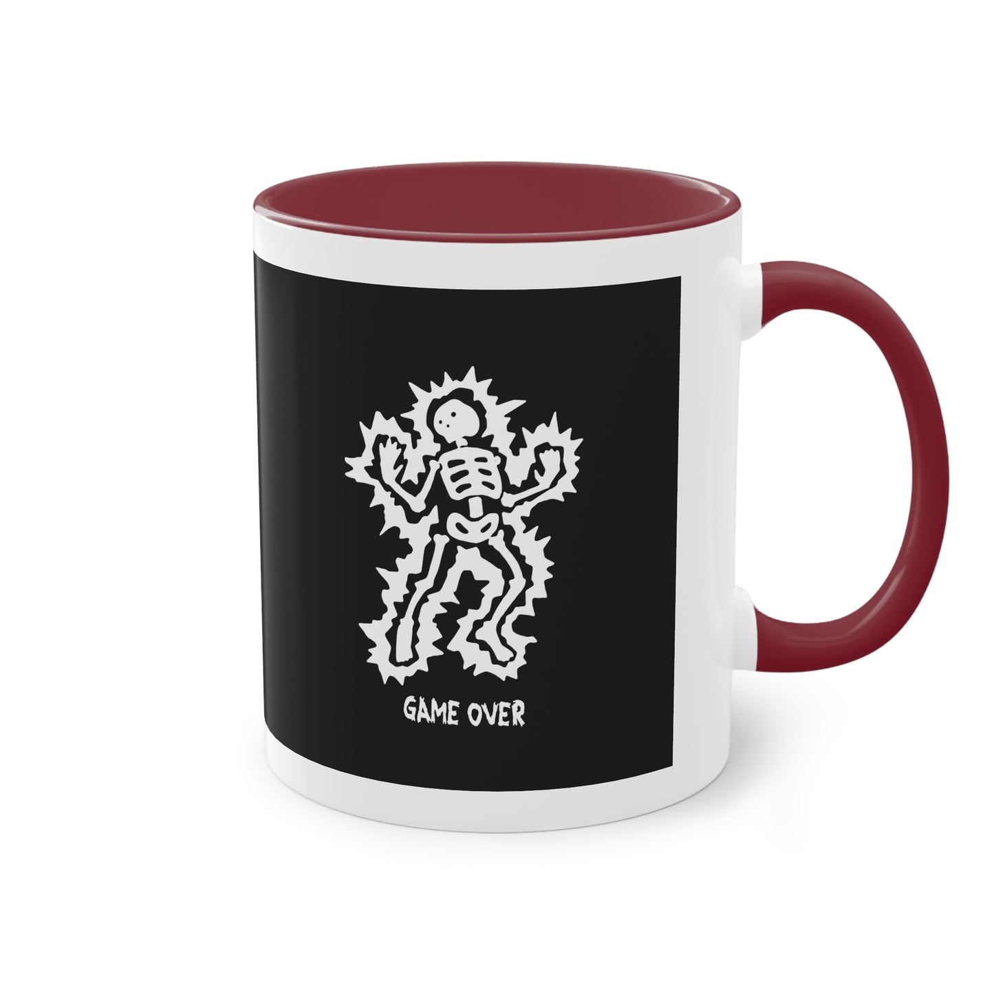 Two Tone Mug - Halloween Skeleton 'Game Over' Design - ALIQUOS