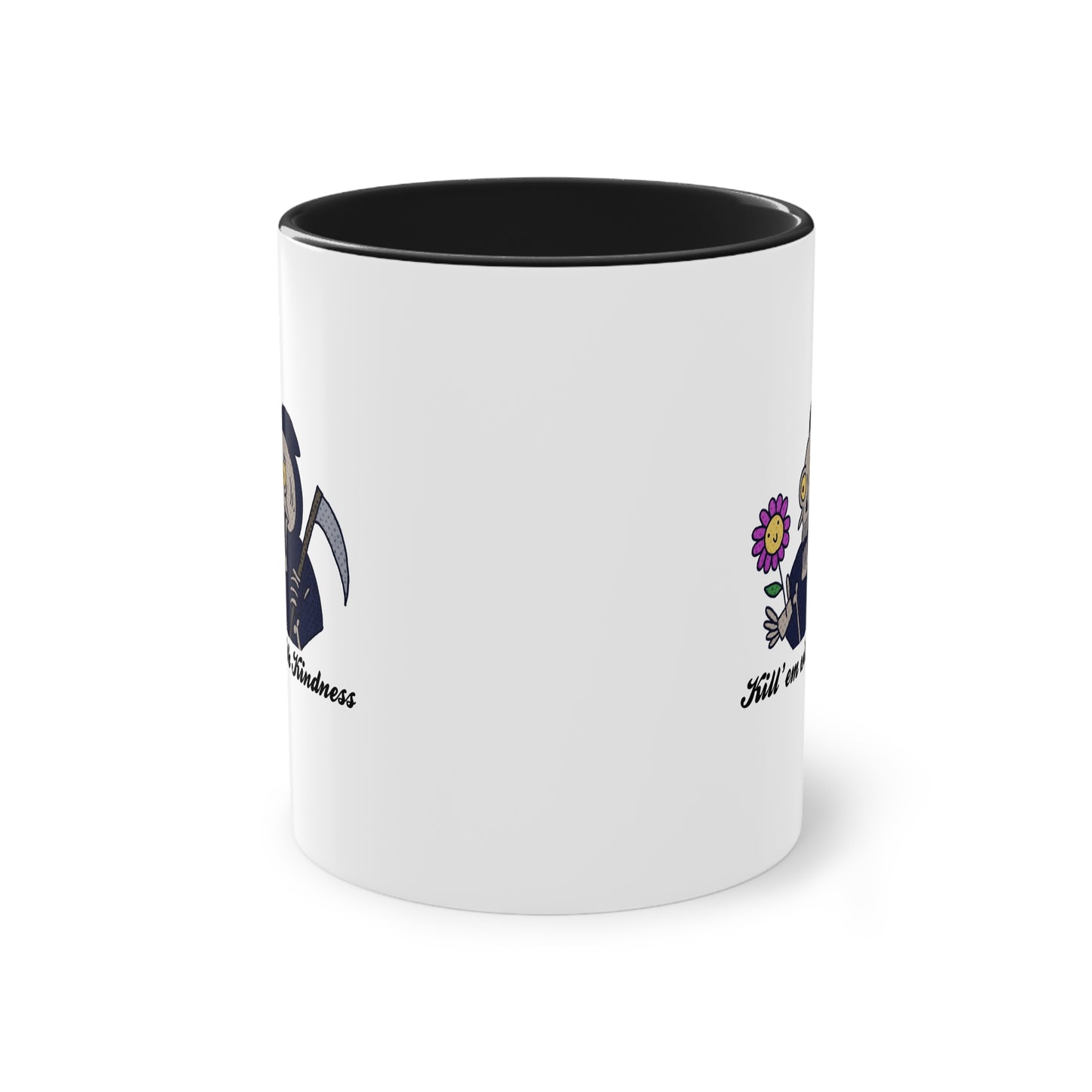 Two Tone Mug - Kill 'Em With Kindness Design - ALIQUOS