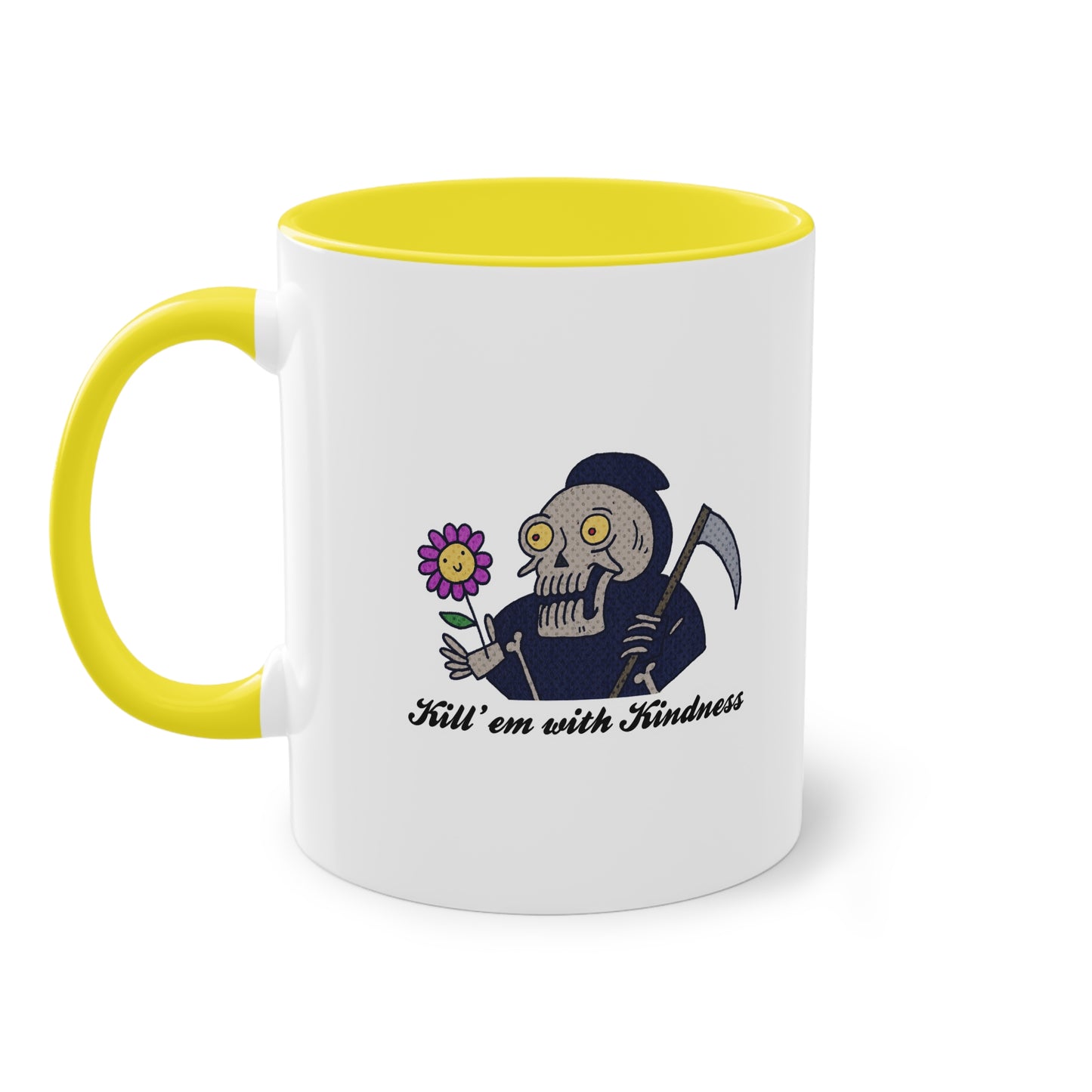 Two Tone Mug - Kill 'Em With Kindness Design - ALIQUOS