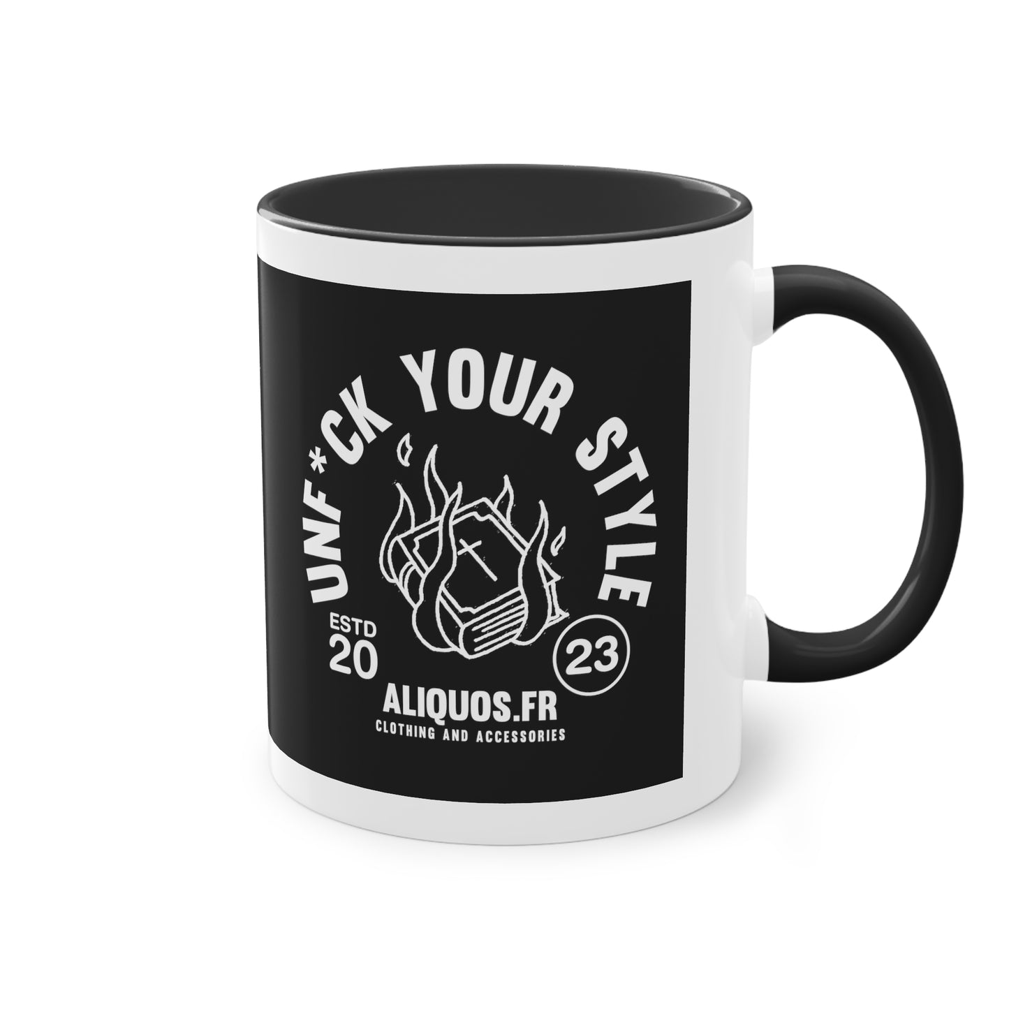 Burning Book Two-Tone Coffee Mug, 11oz - ALIQUOS