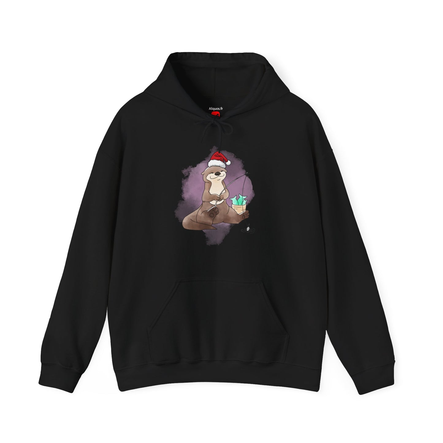 Sweat à capuche unisexe - Loutre de Noël 6