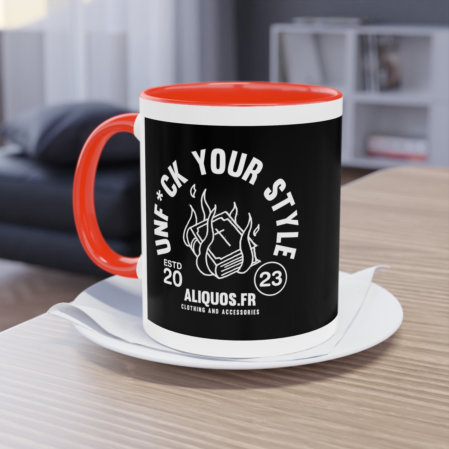 Burning Book Two-Tone Coffee Mug, 11oz - ALIQUOS