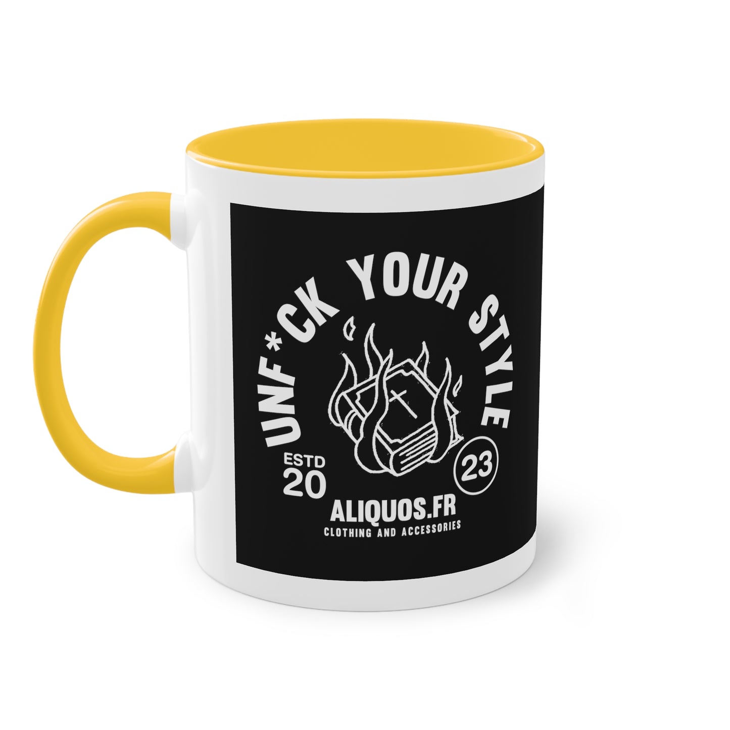 Burning Book Two-Tone Coffee Mug, 11oz - ALIQUOS