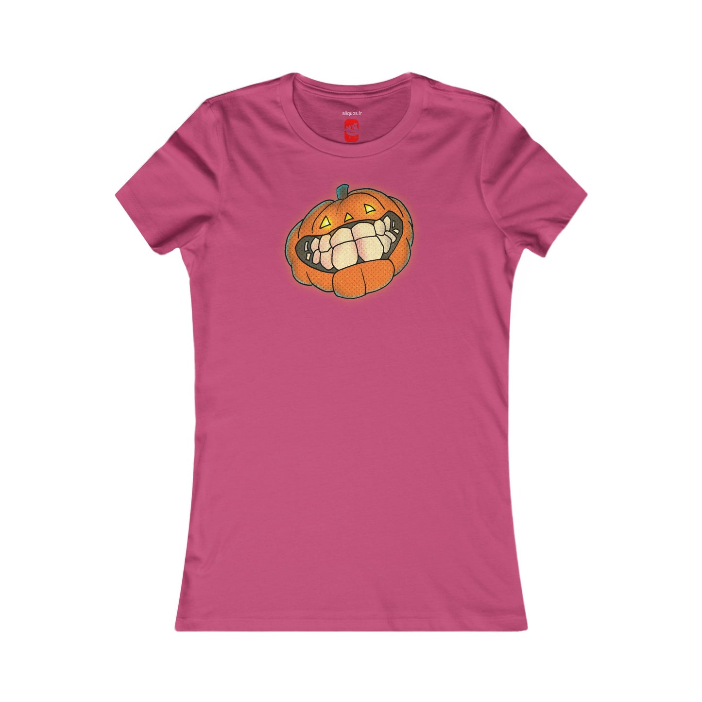 Tailliertes T-Shirt für Damen – Design „Grinsender Kürbis“