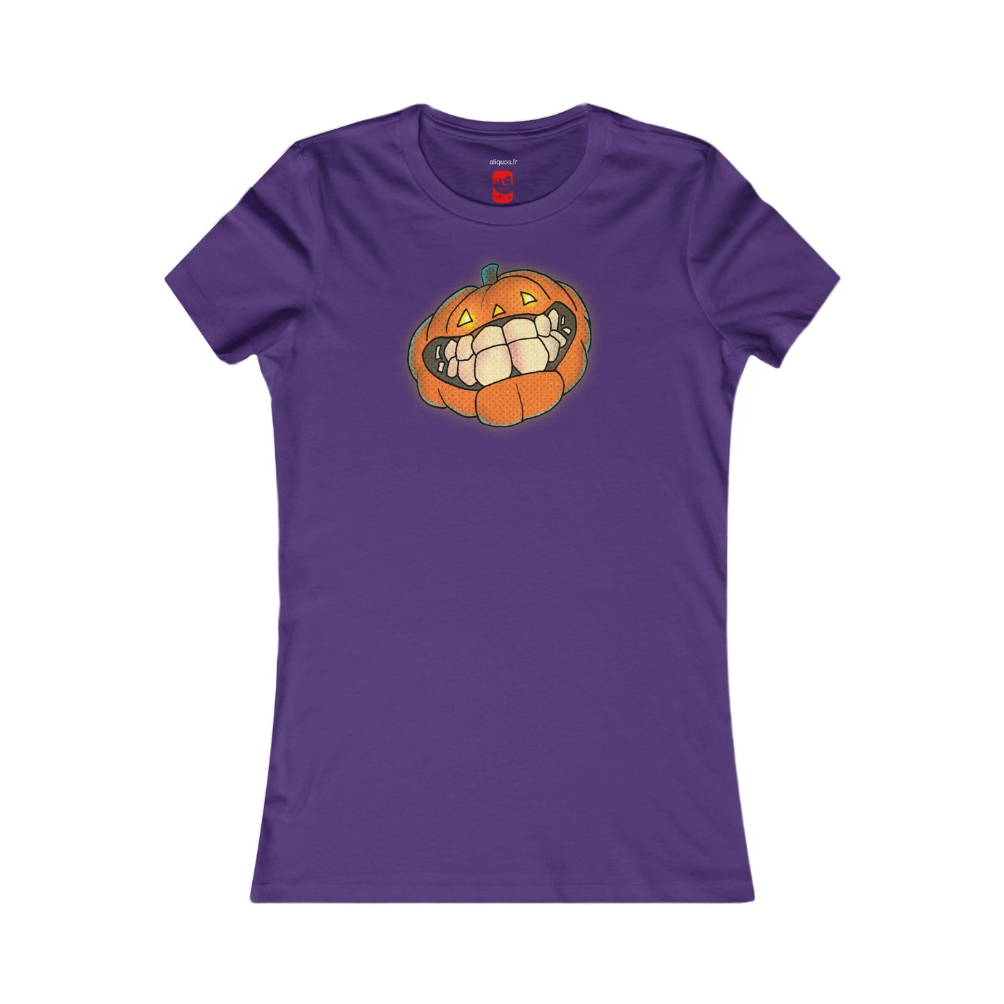 Tailliertes T-Shirt für Damen – Design „Grinsender Kürbis“