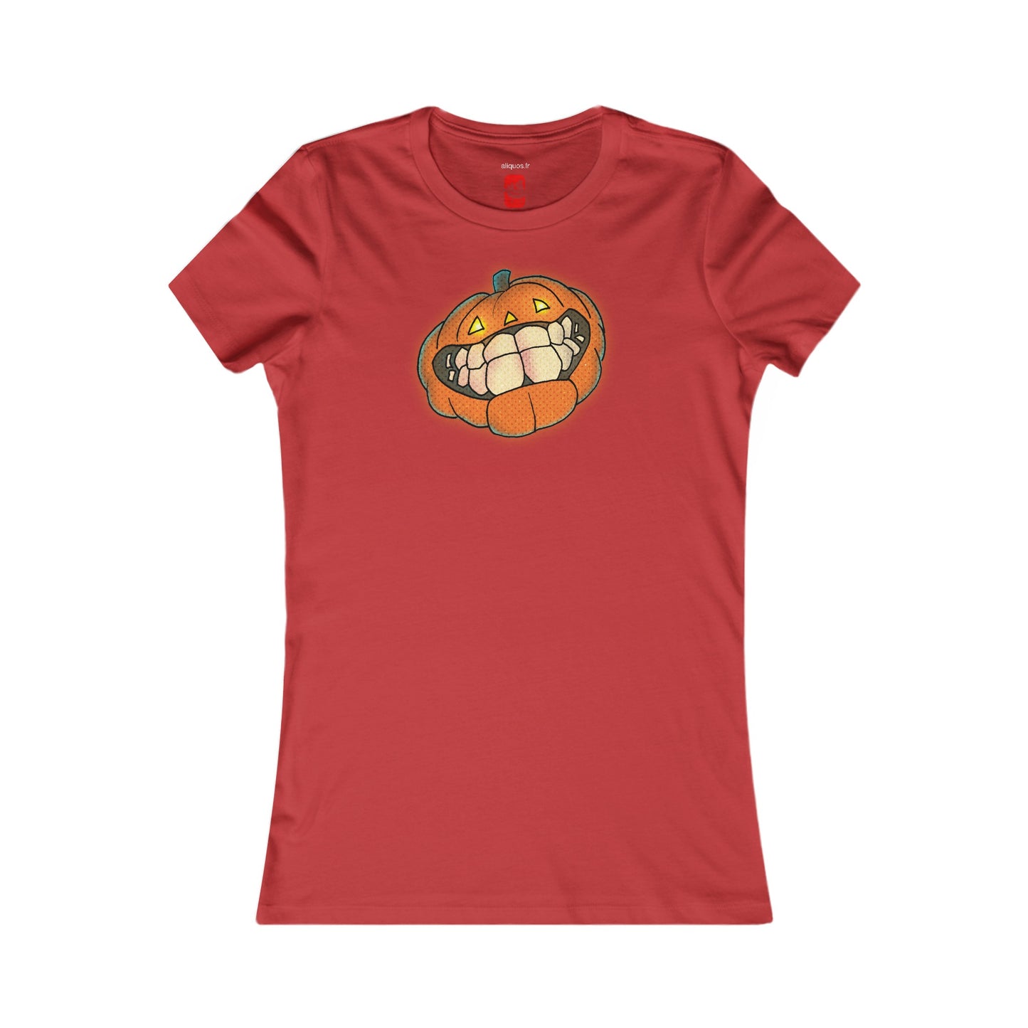 Tailliertes T-Shirt für Damen – Design „Grinsender Kürbis“