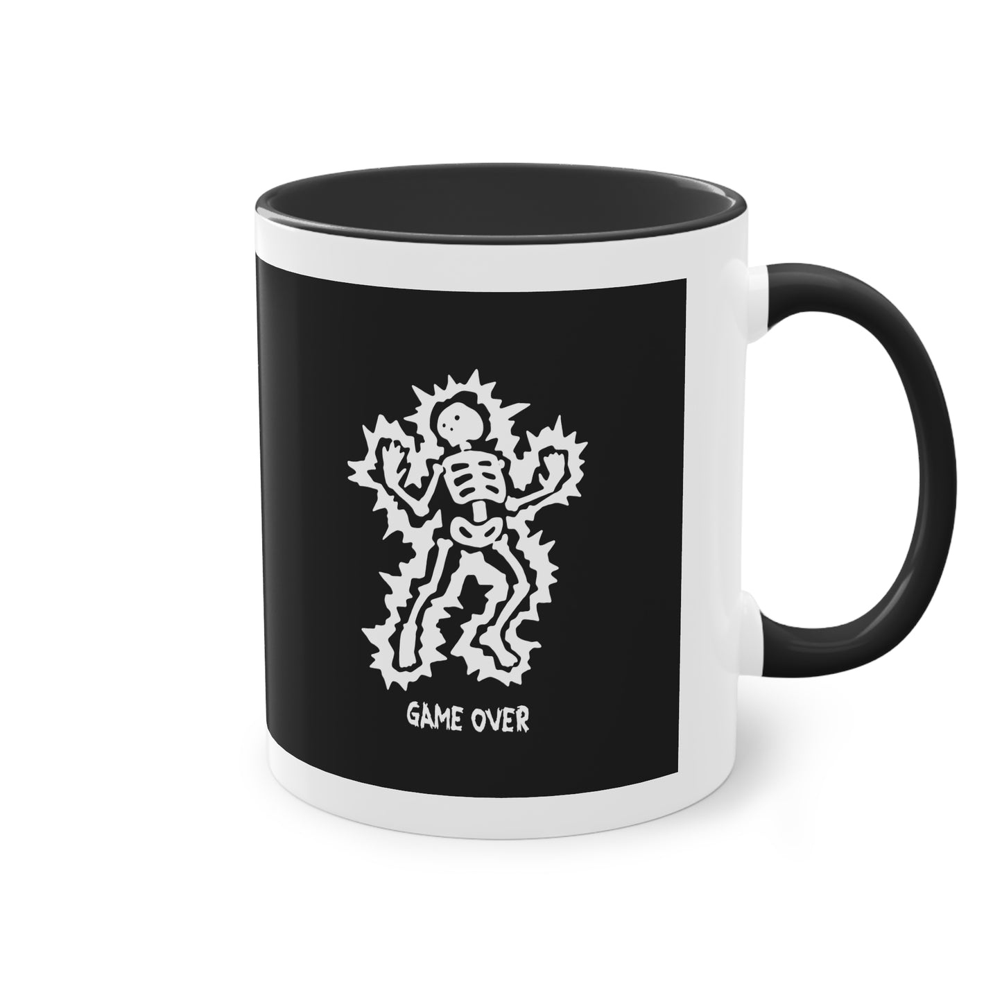 Two Tone Mug - Halloween Skeleton 'Game Over' Design - ALIQUOS