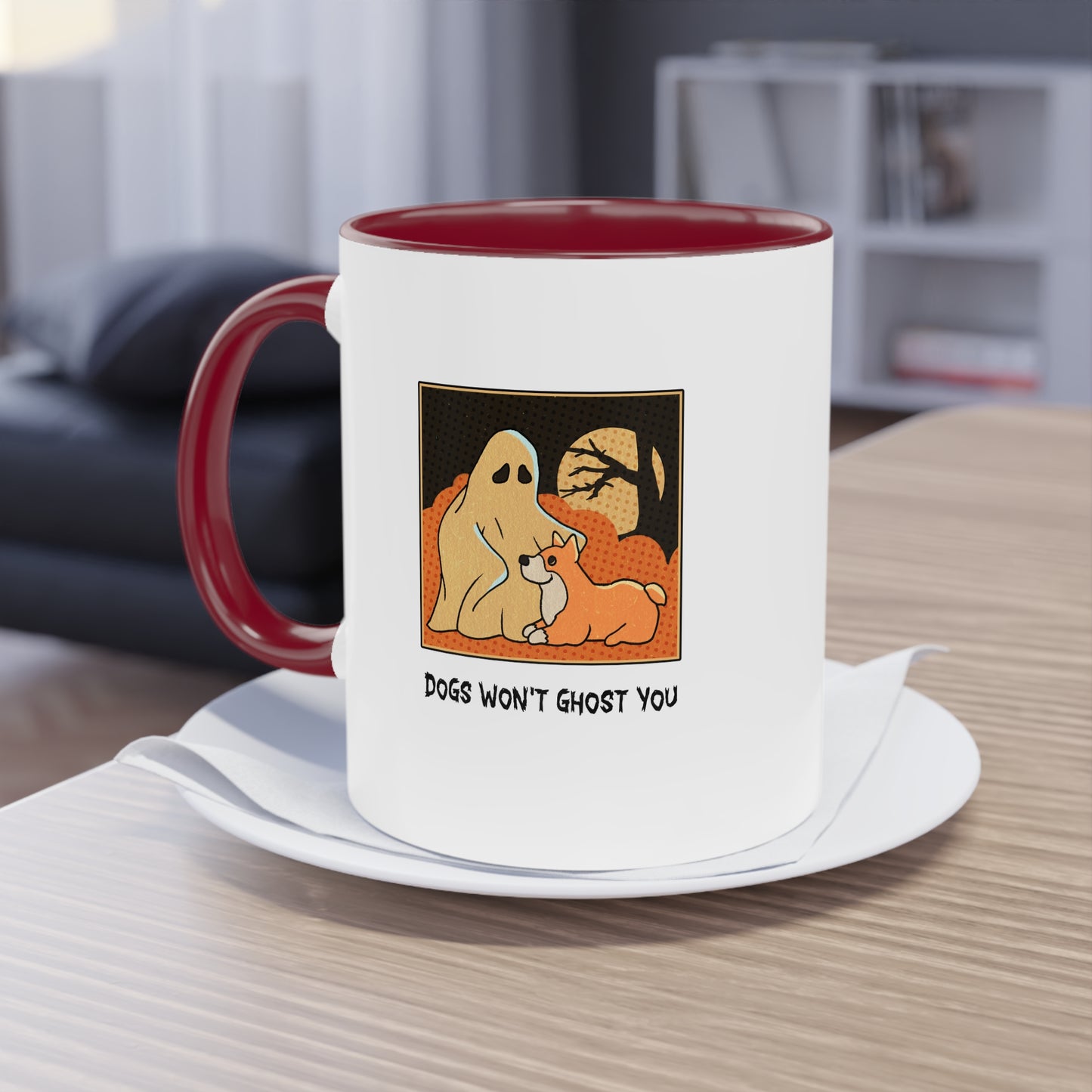 Two Tone Mug - 'Dogs Won't Ghost You' - ALIQUOS
