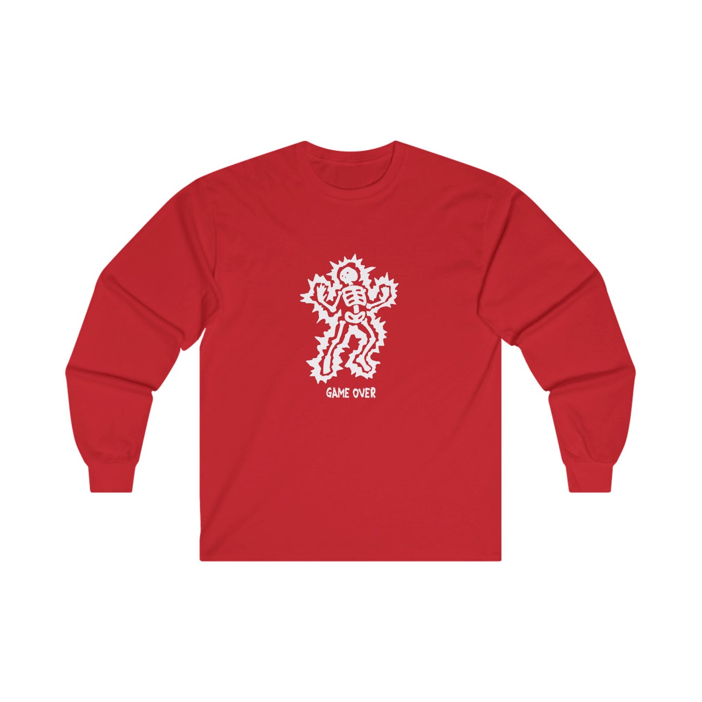Long Sleeve Tee - Halloween Skeleton 'Game Over' Design - ALIQUOS