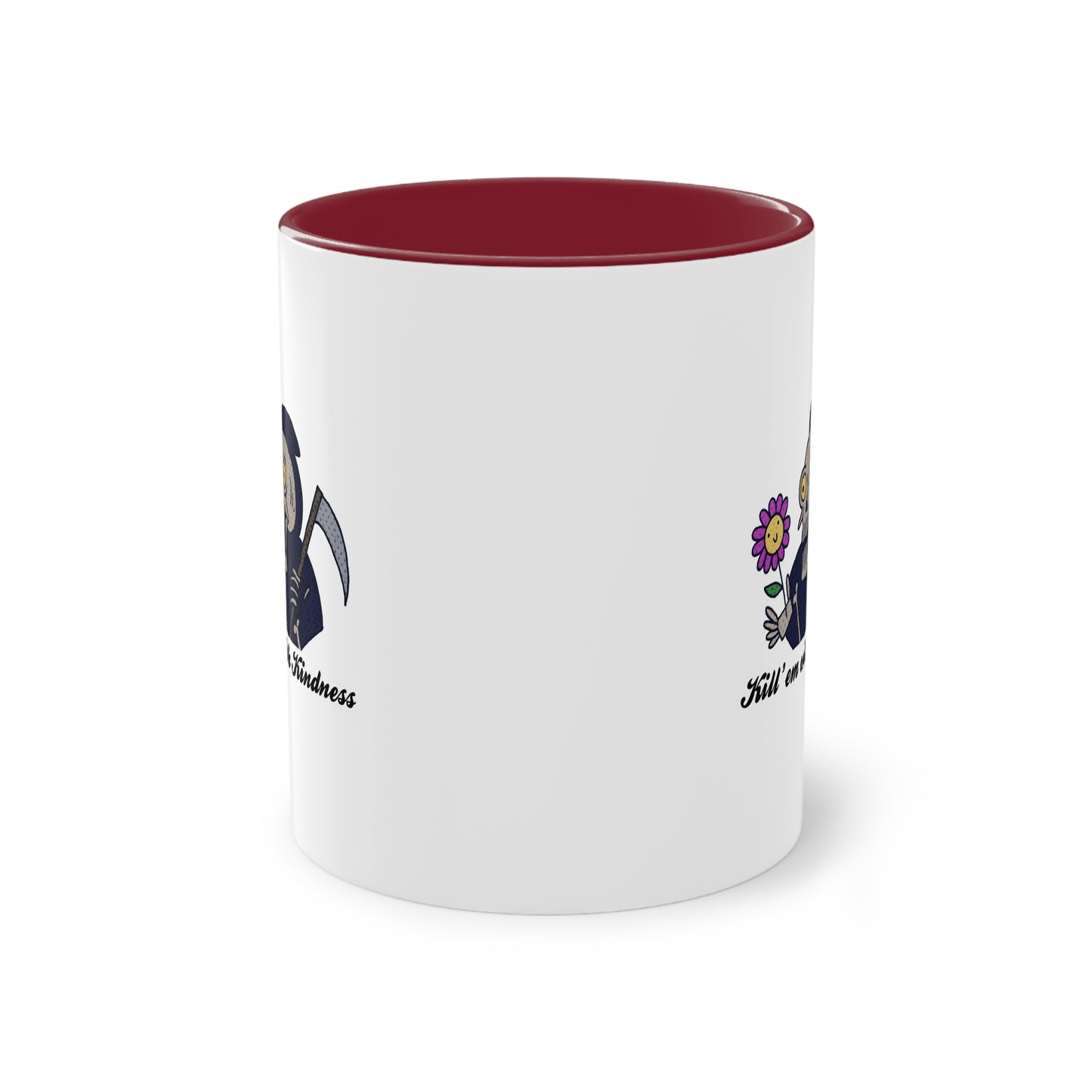 Two Tone Mug - Kill 'Em With Kindness Design - ALIQUOS