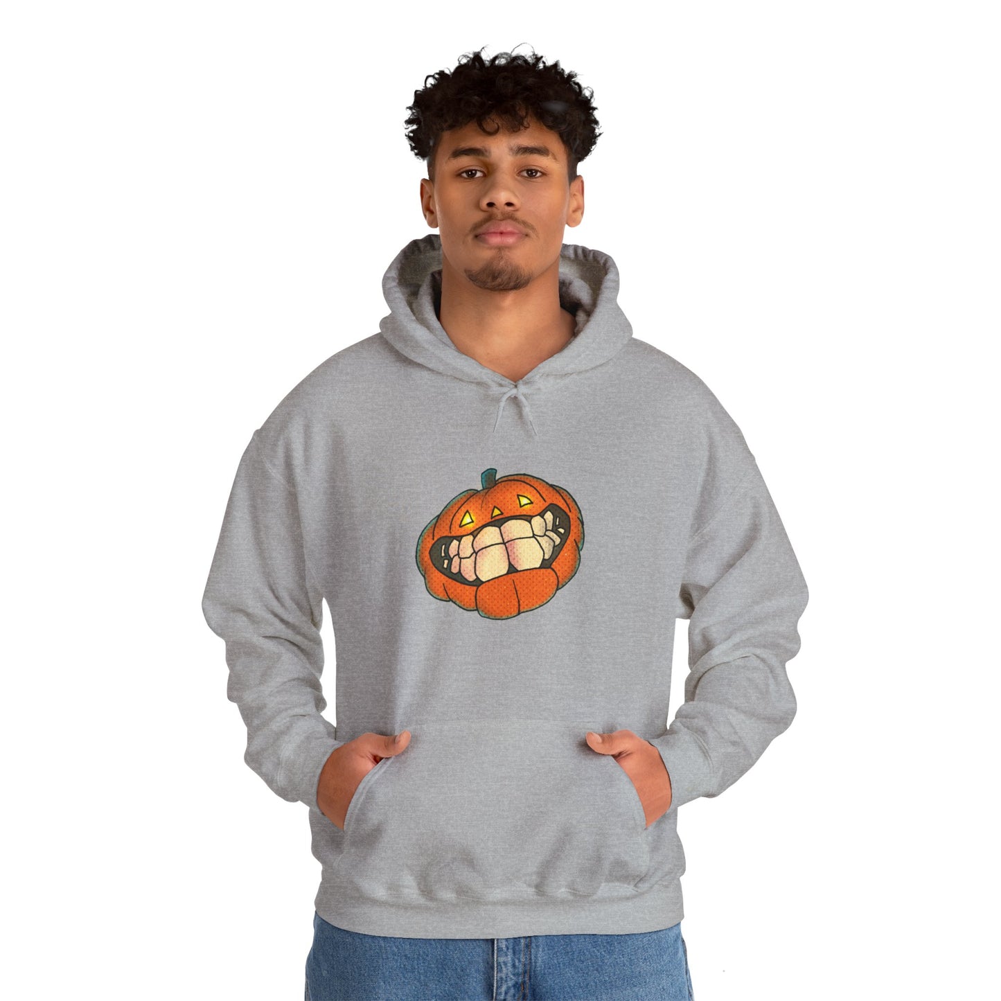 Sweat à capuche unisexe - Motif « citrouille souriante » 