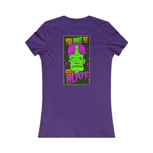 Women's Fitted Tee - Frankenstein Monster Design - ALIQUOS