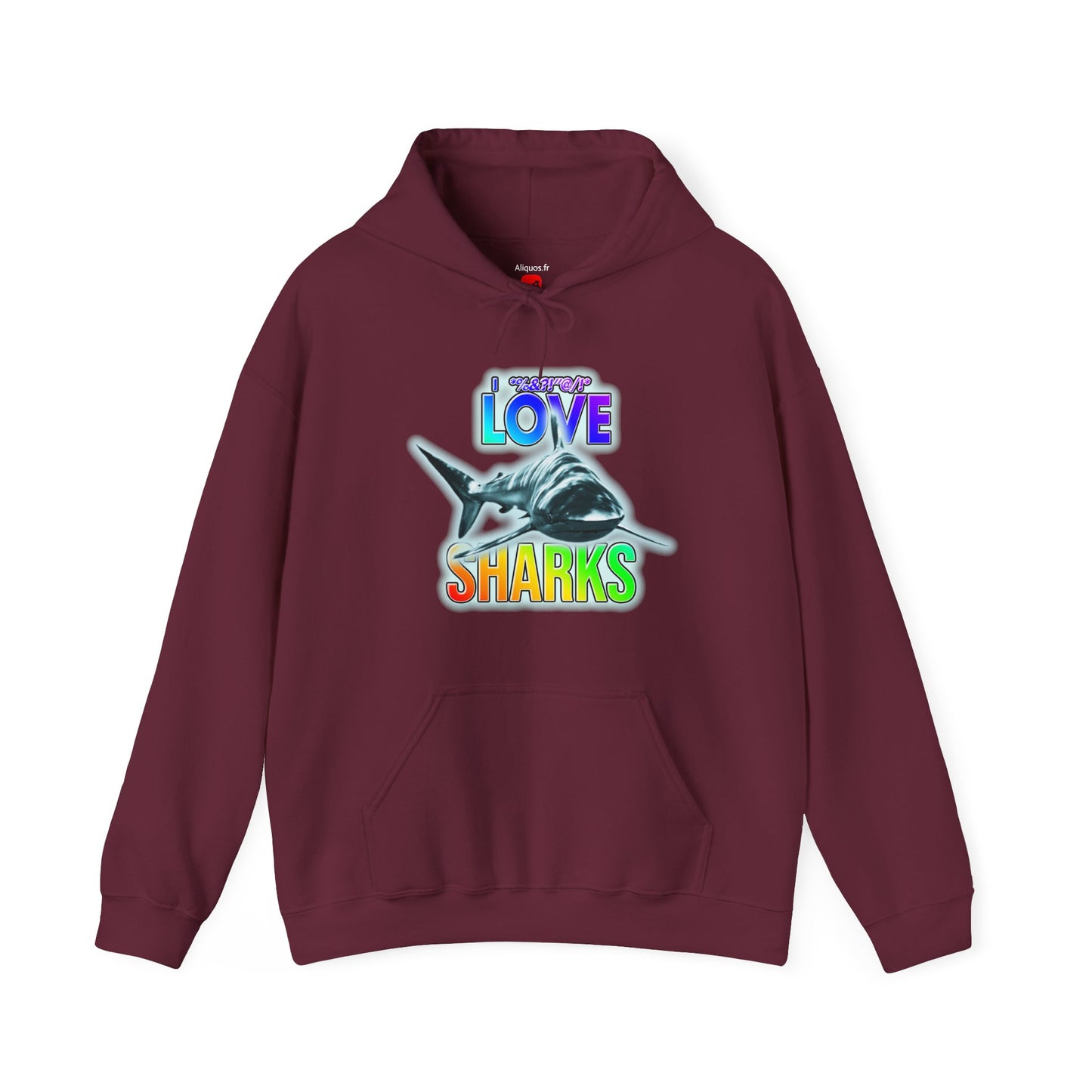 Sweat à capuche unisexe - J'adore les requins - Aliquos 