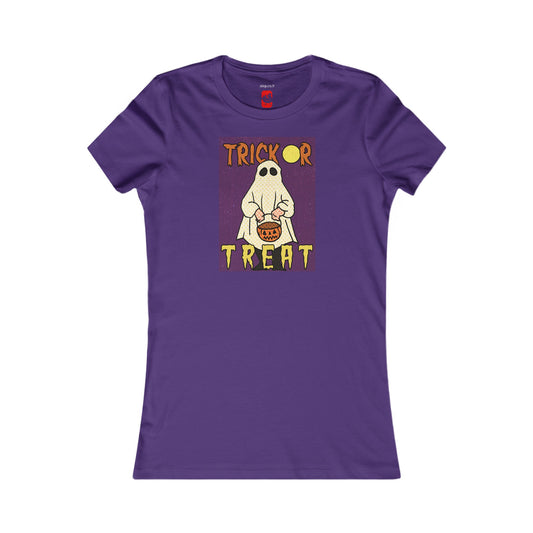 Tailliertes T-Shirt für Damen – Motiv „Trick or Treat Ghost“ 
