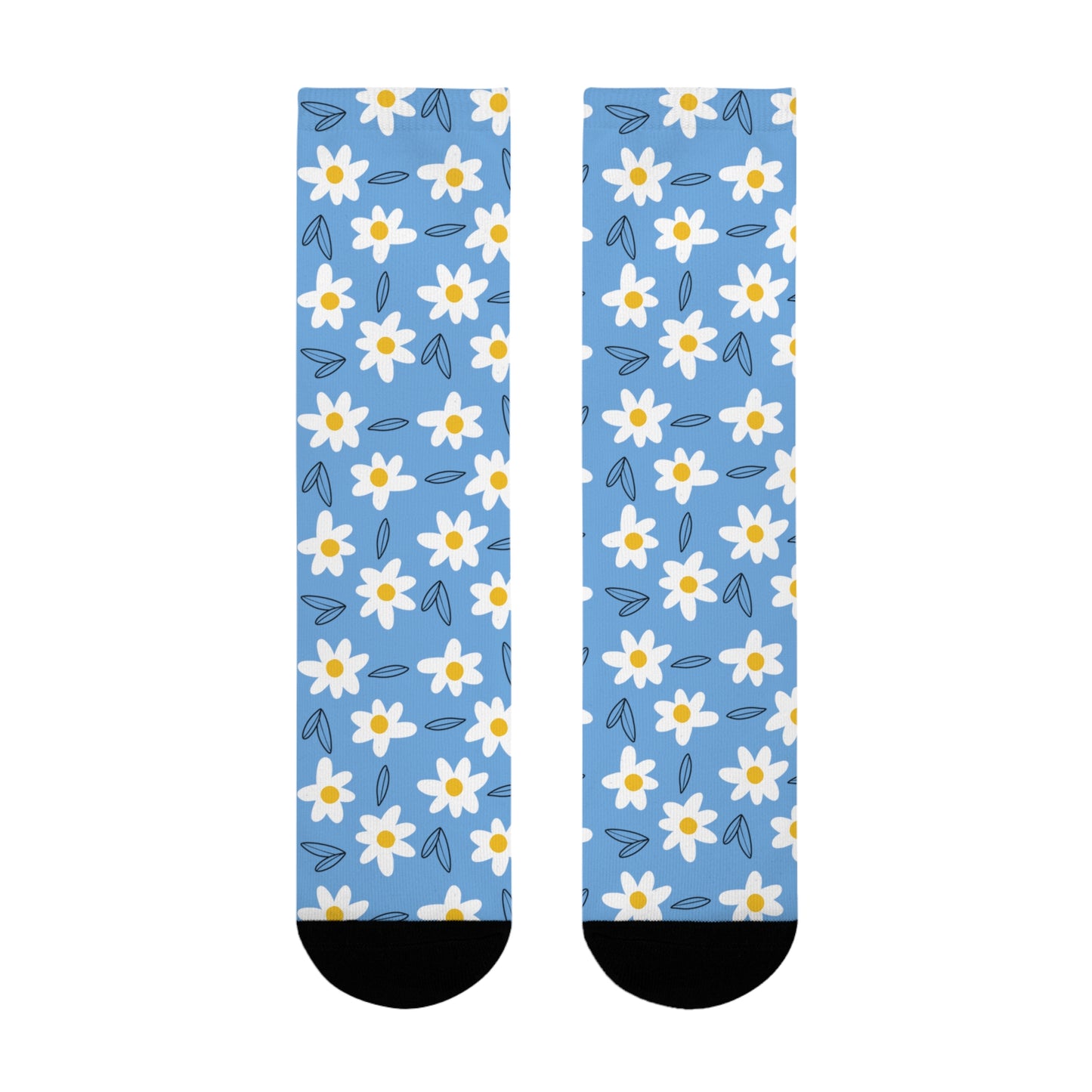 Daisies Crew Socks-Blue - ALIQUOS