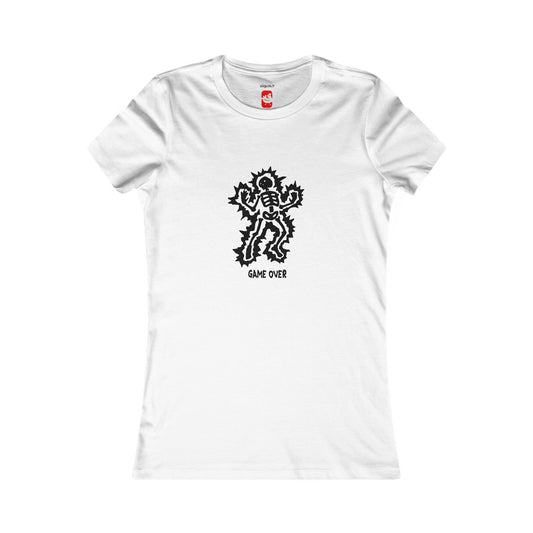Women's Fitted Tee - Halloween Skeleton 'Game Over' Design - ALIQUOS