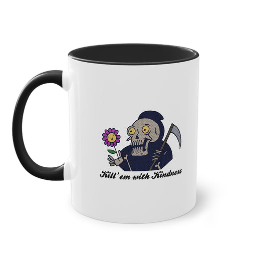 Two Tone Mug - Kill 'Em With Kindness Design - ALIQUOS