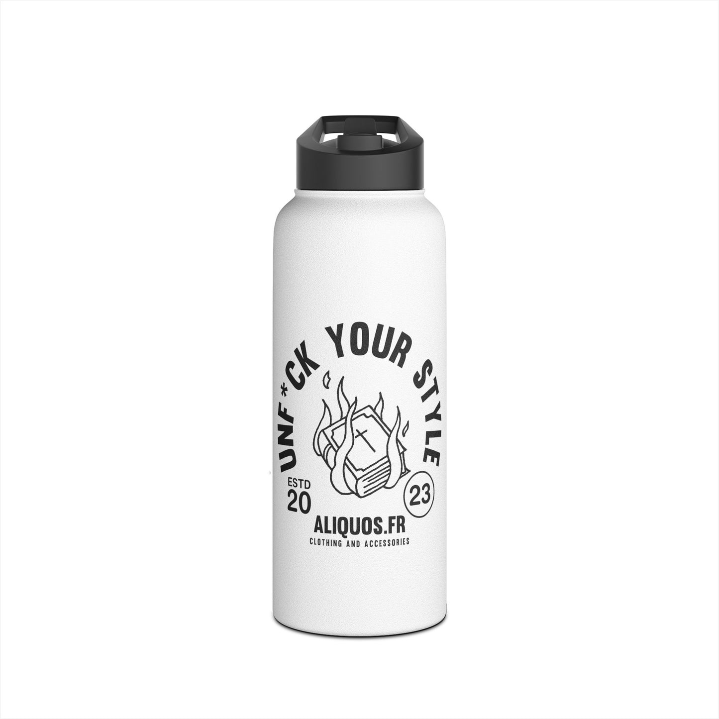Burning Book Stainless Steel Water Bottle, Standard Lid - ALIQUOS