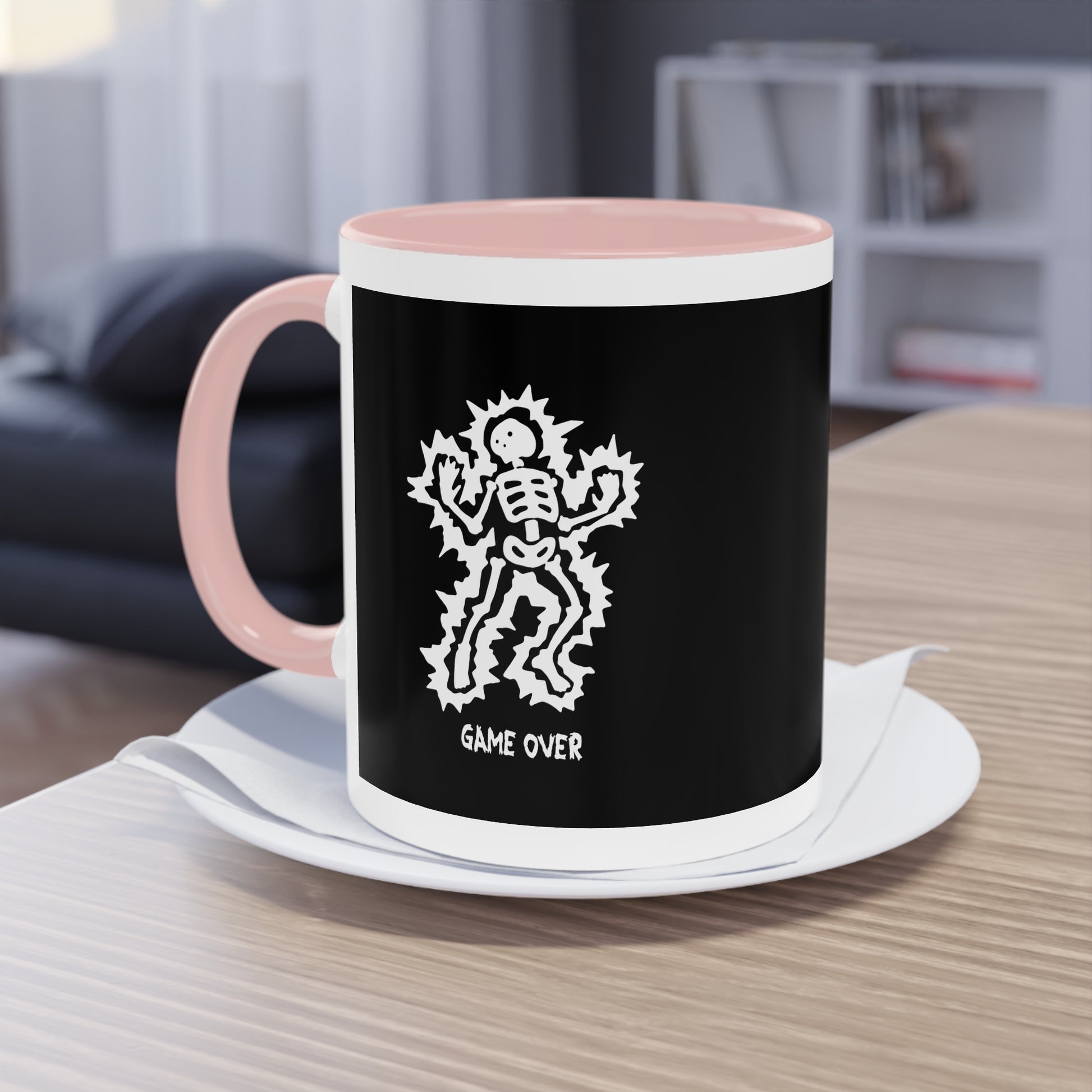 Two Tone Mug - Halloween Skeleton 'Game Over' Design - ALIQUOS