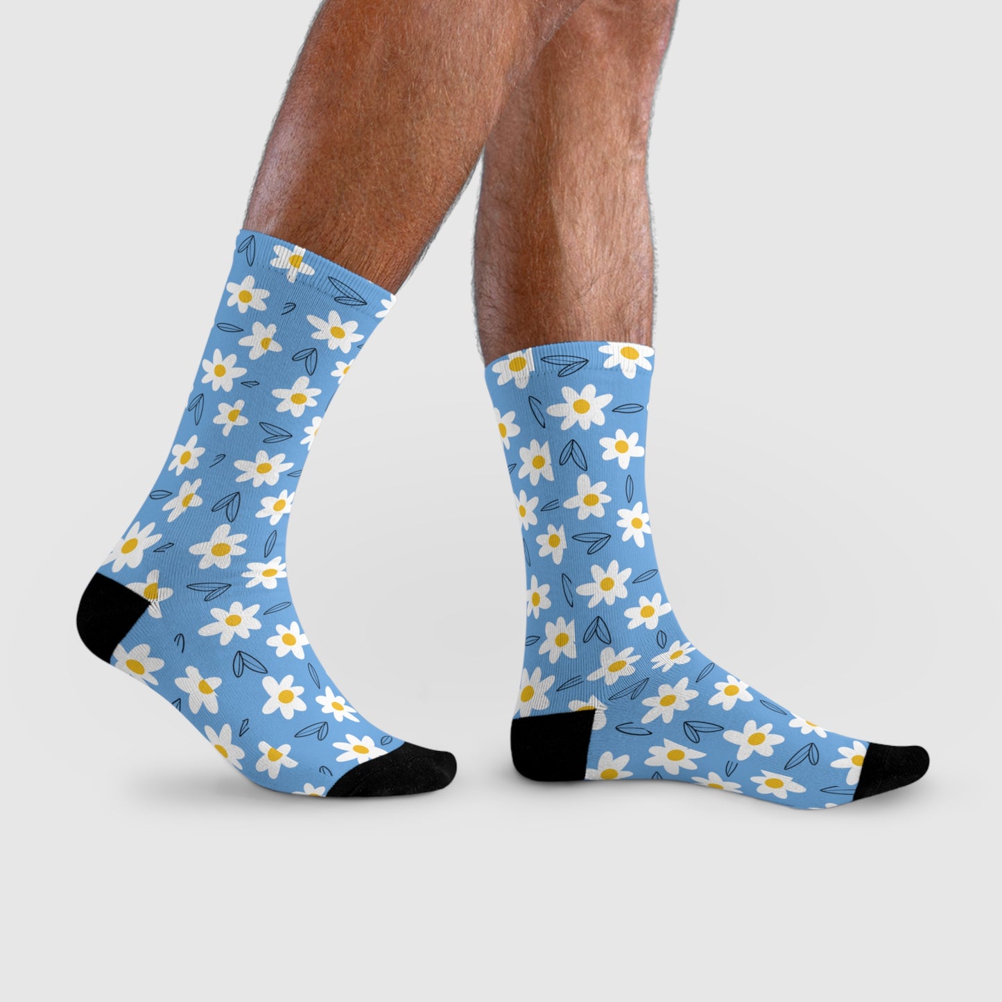 Daisies Crew Socks-Blue - ALIQUOS