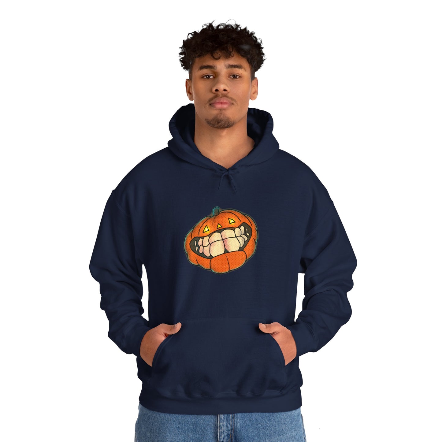 Sweat à capuche unisexe - Motif « citrouille souriante » 