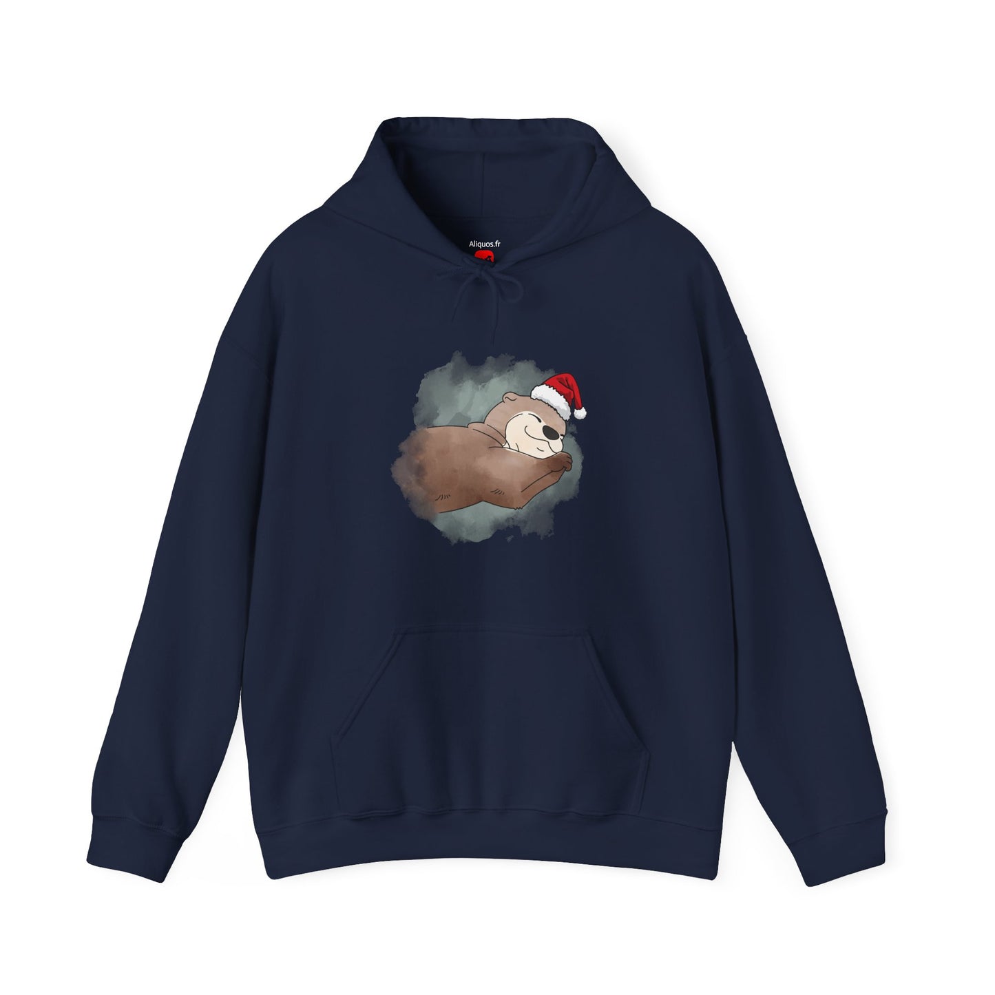 Sweat à capuche unisexe - Loutre de Noël 18 