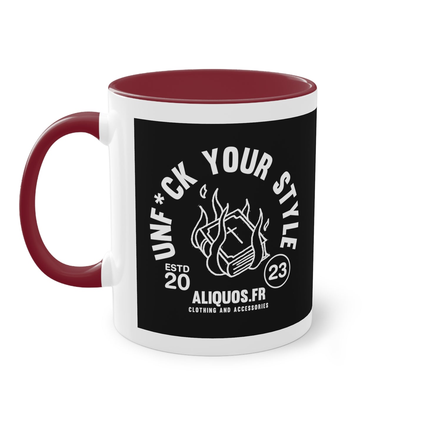 Burning Book Two-Tone Coffee Mug, 11oz - ALIQUOS